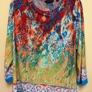 Investments Multicolor Abstract Blouse
